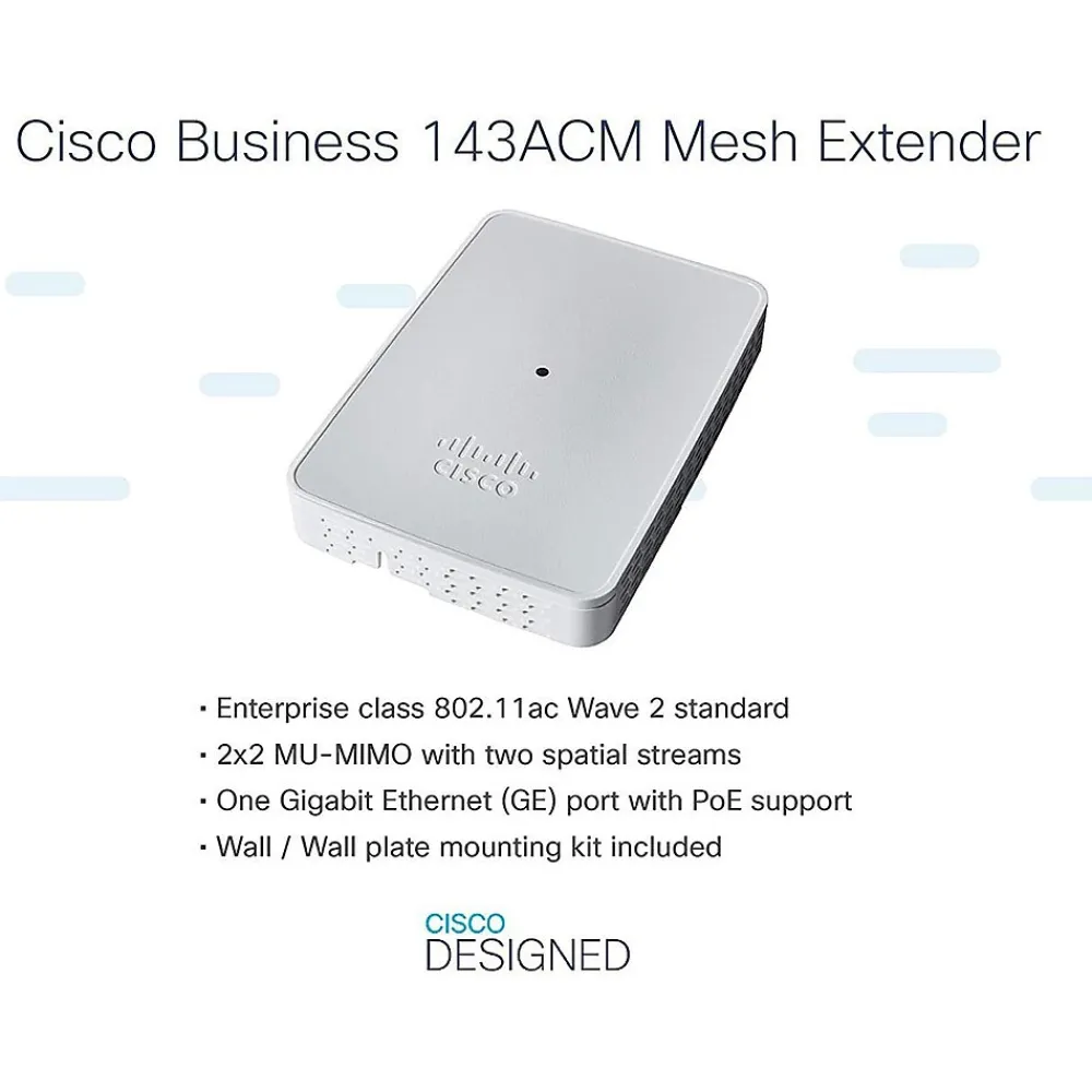 Discount Cisco 100 802.11ac 2x2 Wave 2 Mesh Extender, Wall-Plug, Gray (CBW143ACM-B-NA)