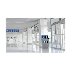 FlexE Plastic Trash & Recycling Bin Combo, 50 Gallon, Gray (FX50B-GY2-R-BE-W-BK)<CleanRiver New