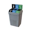 FlexE Plastic Three-Stream Recycling Station, 50 Gallon, Gray (FX50B-GY3-R-BE-W-BK-C-GN)<CleanRiver New