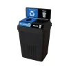 FlexE Plastic Dual-Stream Recycling Station, 50 Gallon, Black (FX50B-BK2-R-BE-W-BK)<CleanRiver Clearance
