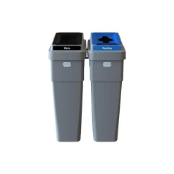 LeanStream Plastic Dual-Stream Recycling Station, 46 Gallon, Gray (LS2-001)<CleanRiver Discount