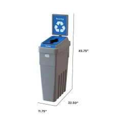 LeanStream Plastic Single-Stream Recycling Station, 23 Gallon, Gray (LS1B-005)<CleanRiver Hot