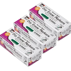 Markers|CLI Dry Erase Markers, Bullet Tip, Green, 12/Pack, 3 Packs (CHL47325-3)