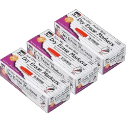 Markers|CLI Dry Erase Markers, Bullet Tip, Red, 12/Pack, 3 Packs (CHL47330-3)