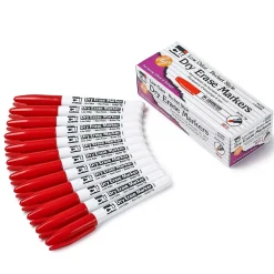 Markers|CLI Dry Erase Markers, Bullet Tip, Red, 12/Pack, 3 Packs (CHL47330-3)