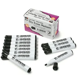 Markers|CLI Dry Erase Markers, Chisel Tip, Black, 12/Pack, 3 Packs (CHL47920-3)