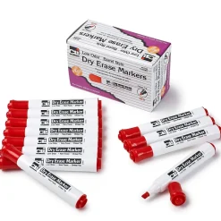 Markers|CLI Dry Erase Markers, Chisel Tip, Red, 12/Pack, 3 Packs (CHL47930-3)