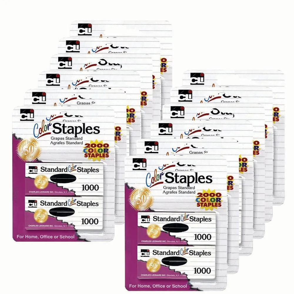 Staples|CLI Standard Color Staples, Assorted Colors, 2000/Pack, 12 Packs (CHL80262-12)