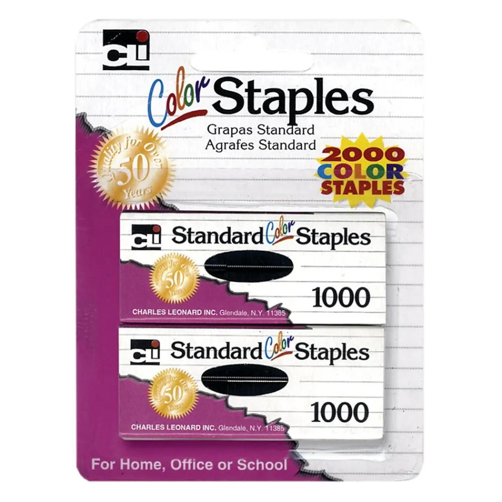 Staples|CLI Standard Color Staples, Assorted Colors, 2000/Pack, 12 Packs (CHL80262-12)