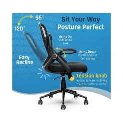 Ergonomic Chairs*Click365 Ergonomic Fabric/Mesh Swivel Task Chair, (CCHR10003A) Black