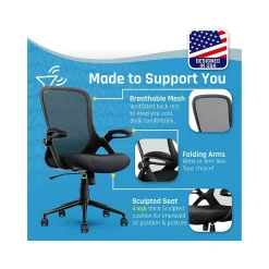 Ergonomic Chairs*Click365 Ergonomic Fabric/Mesh Swivel Task Chair, (CCHR10003A) Black