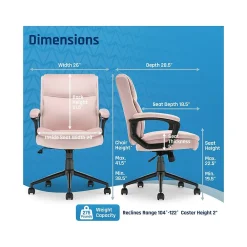 Ergonomic Chairs*Click365 Transform 2.0 Ergonomic Fabric Swivel Desk Chair, (CCHR10007E) Pink