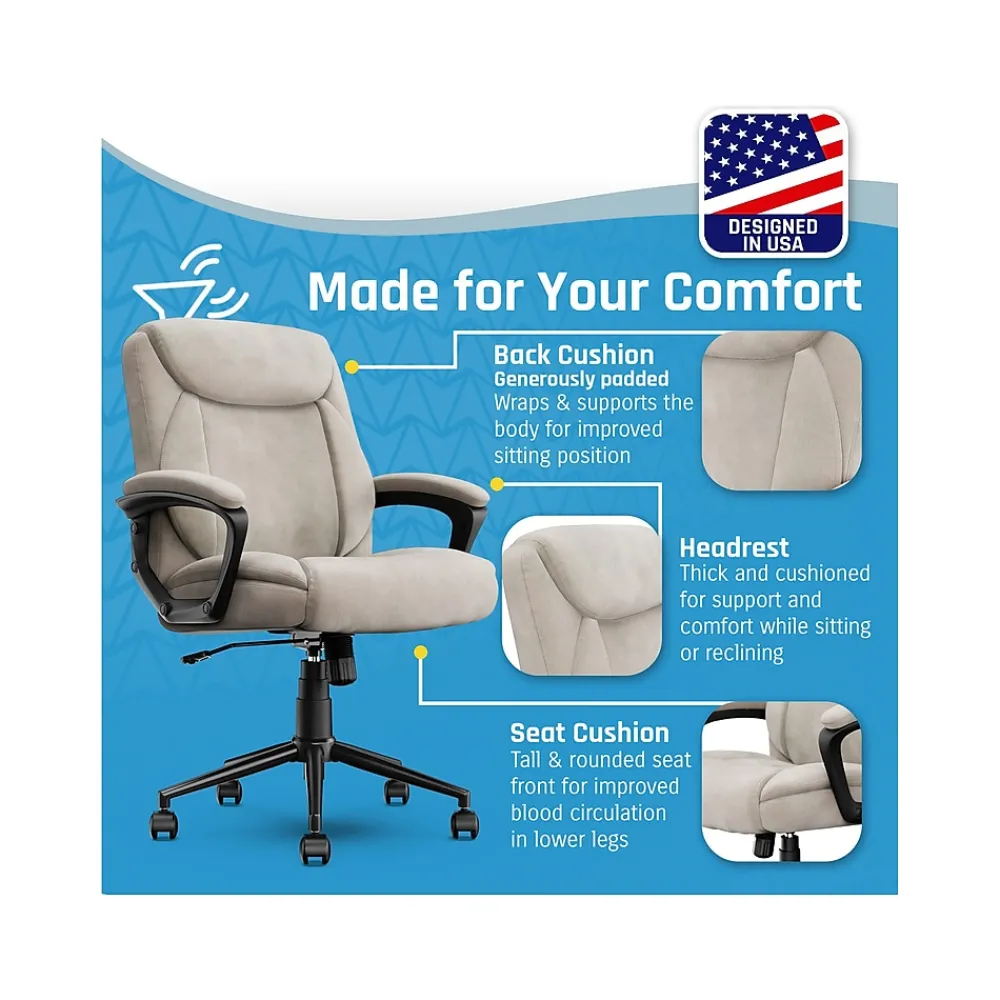 Ergonomic Chairs*Click365 Transform 1.0 Ergonomic Fabric Swivel Desk Chair, (CCHR10001D) Beige