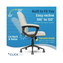Ergonomic Chairs*Click365 Transform 3.0 Ergonomic Vegan Leather Swivel Desk Chair, (CCHR10008C) White