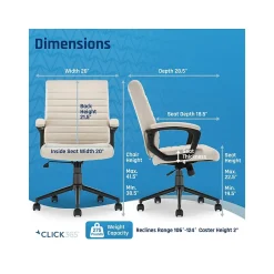 Ergonomic Chairs*Click365 Transform 3.0 Ergonomic Vegan Leather Swivel Desk Chair, (CCHR10008C) White