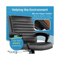Office Chairs*Click365 Transform 3.0 Ergonomic Bonded Leather Swivel Desk Chair, (CCHR10008B) Black