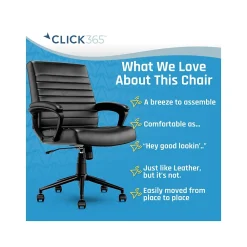 Office Chairs*Click365 Transform 3.0 Ergonomic Bonded Leather Swivel Desk Chair, (CCHR10008B) Black