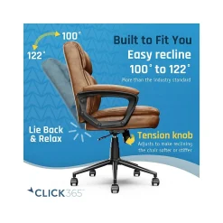 Ergonomic Chairs*Click365 Transform 2.0 Ergonomic Bonded Leather Swivel Desk Chair, (CCHR10007A) Cognac