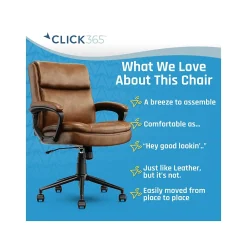 Ergonomic Chairs*Click365 Transform 2.0 Ergonomic Bonded Leather Swivel Desk Chair, (CCHR10007A) Cognac