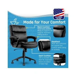Ergonomic Chairs*Click365 Transform 2.0 Ergonomic Bonded Leather Swivel Desk Chair, (CCHR10007B) Black