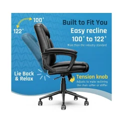 Ergonomic Chairs*Click365 Transform 1.0 Ergonomic Bonded Leather Swivel Desk Chair, (CCHR10001B) Black