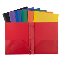 Pocket Folders|C-Line Heavy Duty 3-Hole Punched 2-Pocket Portfolio Folders, Assorted Colors (CLI33960)