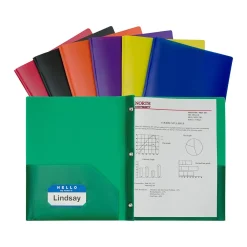 Pocket Folders|C-Line Heavy Duty 3-Hole Punched 2-Pocket Portfolio Folders, Assorted Colors (CLI33960)