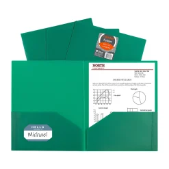 Pocket Folders|C-Line Heavy Duty 2-Pocket Portfolio Folder, Green (CLI33953)