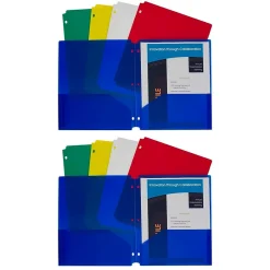 Pocket Folders|C-Line ® Heavyweight, 3-Hole Punched, 2-Pocket Portfolio, Assorted Colors, 10 Per Pack, 2 Packs (CLI32930-2)
