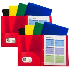 Pocket Folders|C-Line Heavyweight 2-Pocket Portfolio Folder with Fasteners, Assorted Colors, 10/Pack, 2 Packs/Bundle (CLI32960-2)