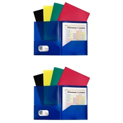 Pocket Folders|C-Line ® Heavyweight, 2-Pocket Portfolio, Assorted Colors, 10 Per Pack, 2 Packs (CLI32950-2)