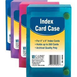 Index Cards*C-Line Index Card Case, 4" x 6", Assorted Colors (CLI58046)