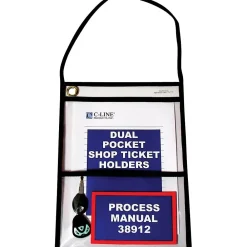 Sheet Protectors|C-Line Job Ticket Holder, 9" x 12", Clear with Black Edges, 15/Pack (38912)