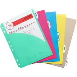 Dividers|C-Line Mini Size 5-Tab Poly Index Dividers, 5 Tabs, Assorted Colors, 5/Pack, 12 Packs (CLI03750-12)