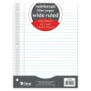 Filler Paper|C-Line Reinforced Wide Ruled Filler Paper, 8" x 10.5", 3-Hole Punched, 100 Sheets/Pack, 6/Bundle (CLI21032-6)