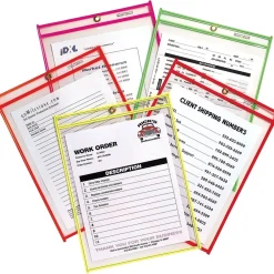 Sheet Protectors|C-Line Stitched Shop/Job Ticket Holders, 9" x 12", Neon, 10/Pack (43920)