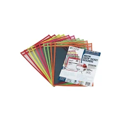 Sheet Protectors|C-Line Stitched Shop/Job Ticket Holders, 9" x 12", Neon, 10/Pack (43920)