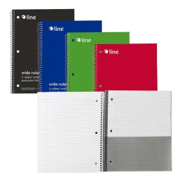 Subject Notebooks|C-Line 3-Subject Notebooks, Wide Ruled, 120 Sheets, Assorted Colors, 3/Bundle (CLI22046-3)