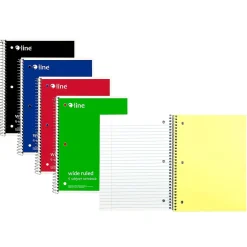 Subject Notebooks|C-Line 5-Subject Subject Notebooks, Wide Ruled, 180 Sheets, Assorted Colors, 3/Bundle (CLI22051-3)