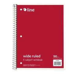 Subject Notebooks|C-Line 5-Subject Subject Notebooks, Wide Ruled, 180 Sheets, Assorted Colors, 3/Bundle (CLI22051-3)