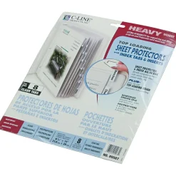 Sheet Protectors|C-Line Top Load Sheet Protector, 11" x 8-1/2", Clear, 8 Tab Set (CLI05587)