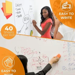 Dry Erase*All Things Cling Cling-rite Removable Dry Erase Sheets Roll, 100' Roll, White (CGS1003CLINGRITE)