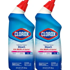 Disinfecting Toilet Bowl Cleaner with Bleach, Rain Clean Scent, 24 Oz., 2/Pack, 6 Packs/Carton (30924)<Clorox Best
