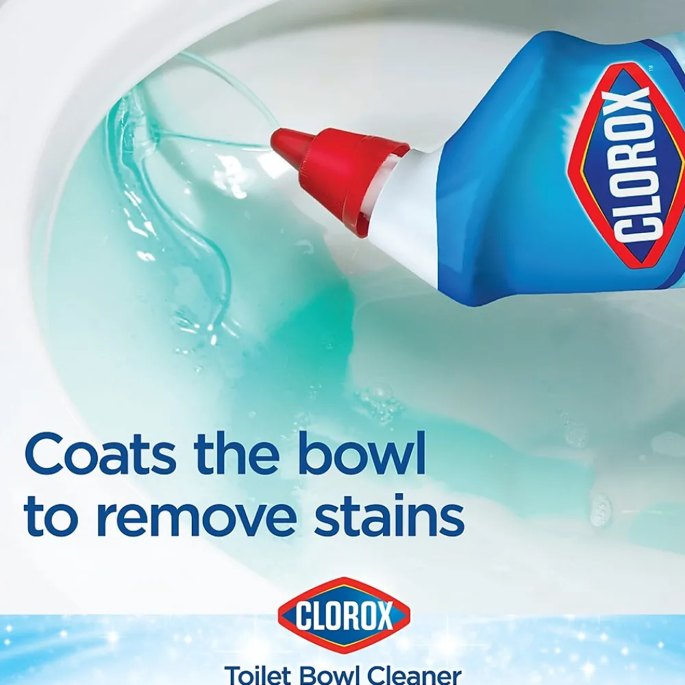 Disinfecting Toilet Bowl Cleaner with Bleach, Rain Clean Scent, 24 Oz., 2/Pack, 6 Packs/Carton (30924)<Clorox Best