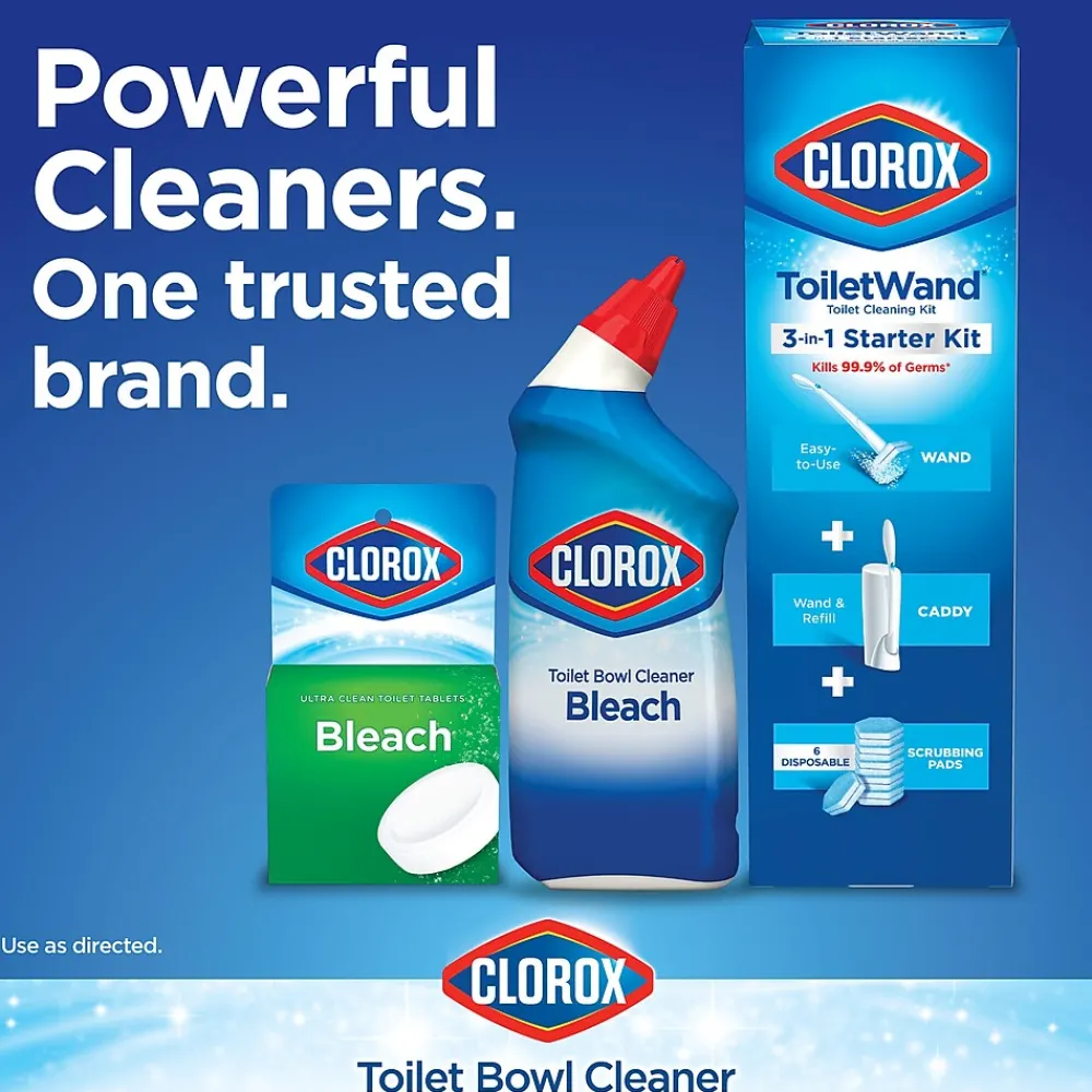 Disinfecting Toilet Bowl Cleaner with Bleach, Rain Clean Scent, 24 Oz., 2/Pack, 6 Packs/Carton (30924)<Clorox Best