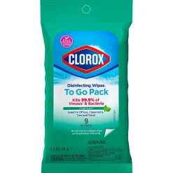 Disinfecting Wipes On The Go, Bleach Free Travel Wipes, Fresh Scent, 9 Count (01665)<Clorox Sale