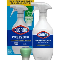 Multi-Purpose Cleaning Spray System Starter Kit, 1 Spray Bottle and 1 Refill, Crisp Lemon, 1.13 fl. oz. (60160)<Clorox Hot