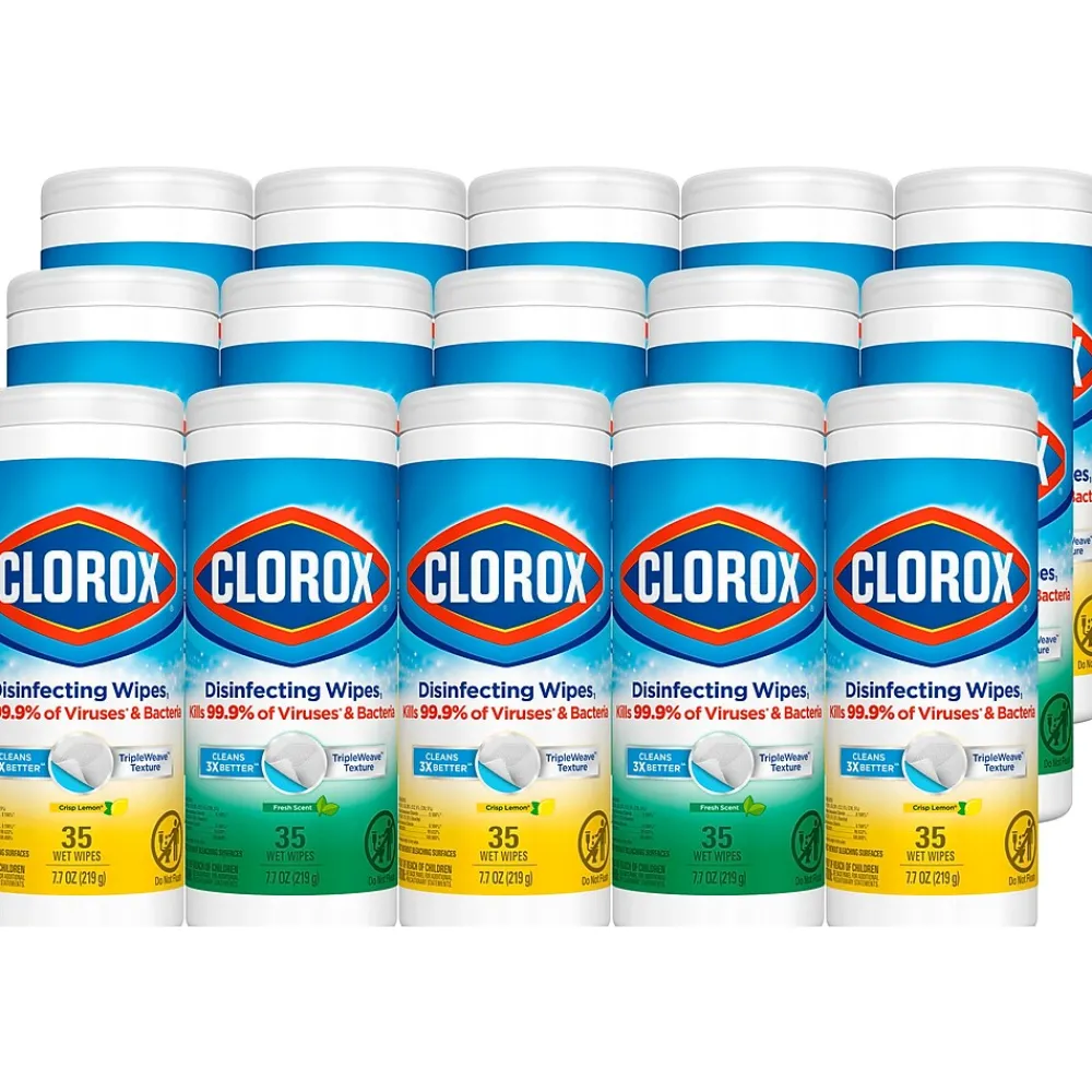 Value Pack Disinfecting Wipes, 35 Wipes/Canister, 3/Pack, 15/Carton (30112)<Clorox Online
