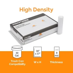 ™ 30 Gallon Trash Bag, 30" x 37", High Density, 8 mic, Natural, 500 Bags/Box (CW57407)<Coastwide Professional Discount