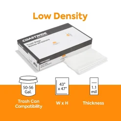 ™ 50-56 Gallon Trash Bag, 43" x 47", Low Density, 1.1 mil, Clear, 100 Bags/Box (CW57393)<Coastwide Professional New